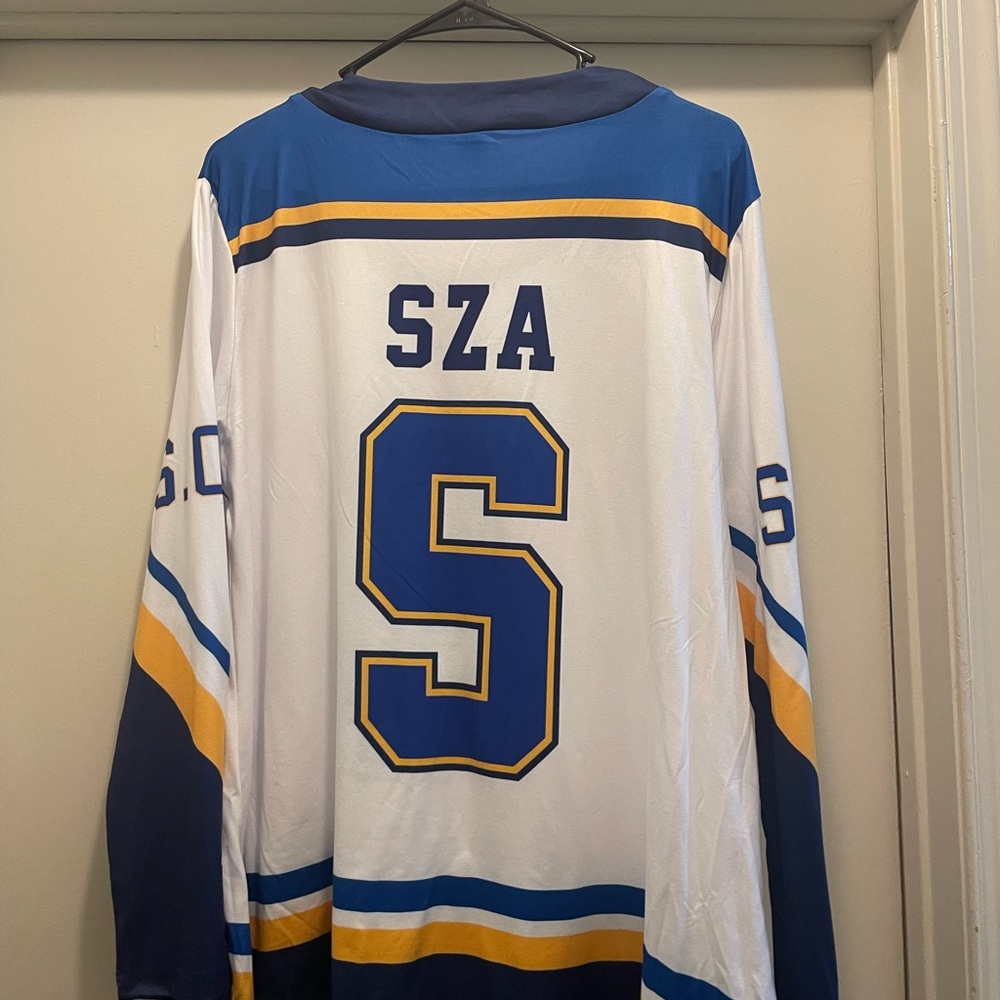 Woman’s SZA Blue and White Jersey Top